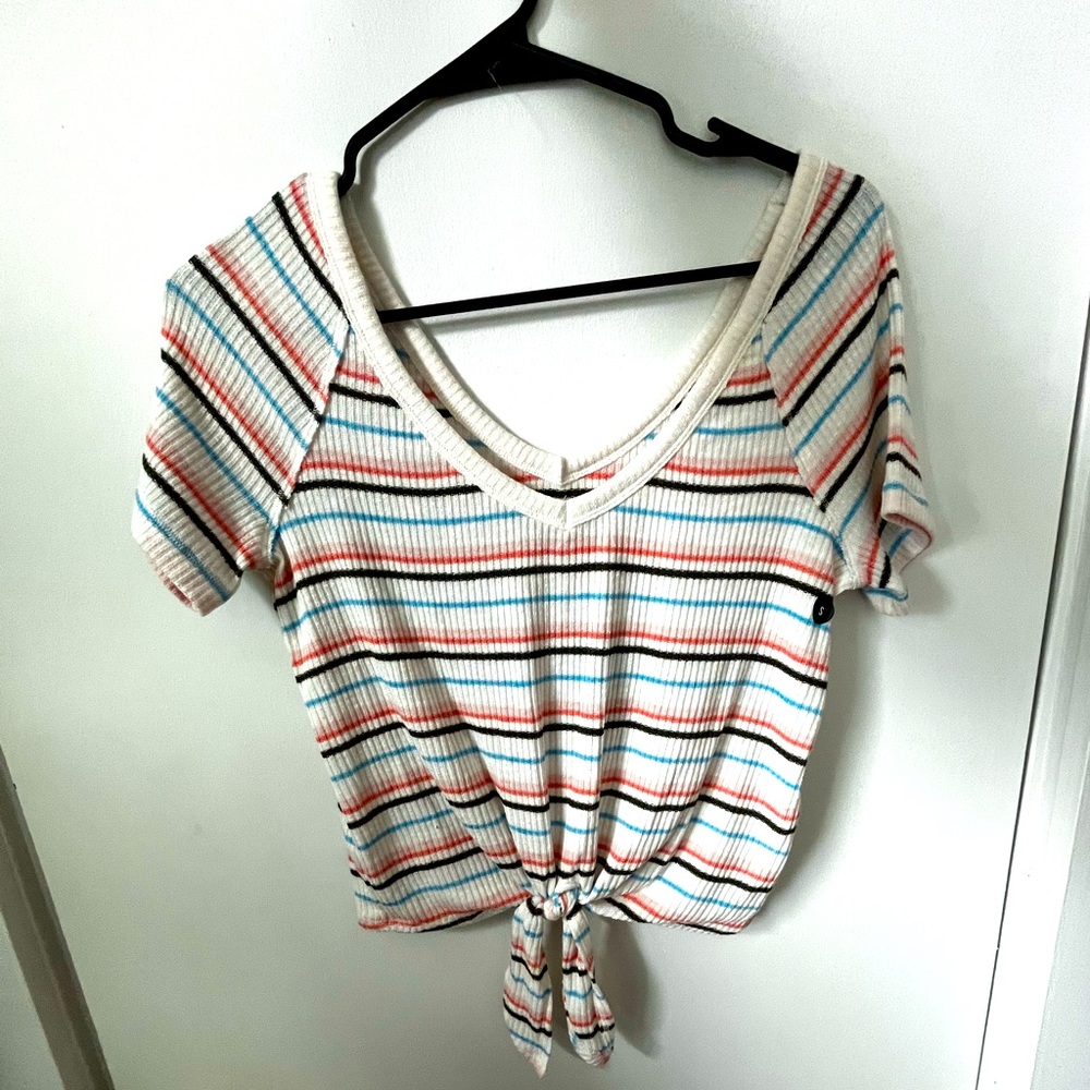 Abercrombie Cropped Tie Front Tee, S